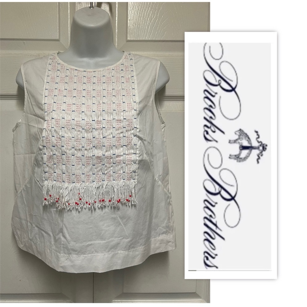 Brooks Brothers White Sleeveless Tank
